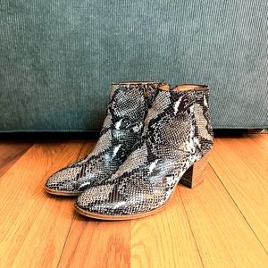 Madewell snakeskin print booties